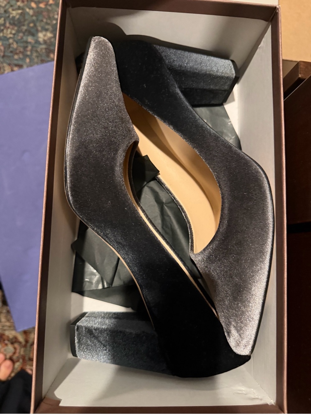 Jon Josef Jessica Grey Black Velvet Pumps Size 9.5M NIB